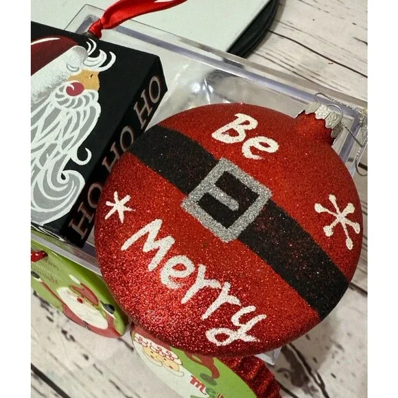 Lot Of 4 VTG Large Christmas Ornaments Santa Theme - Picture 3 of 8